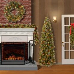 9 Ft. Pre-Lit Crestwood Spruce Garland With LED Lights -Christmas Trees Sales CW7 306 9A B1 4