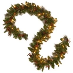 9 Ft. Pre-Lit Crestwood Spruce Garland With LED Lights -Christmas Trees Sales CW7 306 9A B1 5