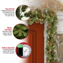 9 Ft. Pre-Lit Crestwood Spruce Garland With LED Lights -Christmas Trees Sales CW7 306 9A B1 Features