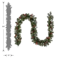 9 Ft. Pre-Lit Crestwood Spruce Garland With LED Lights -Christmas Trees Sales CW7 306 9A B1 Silo Dim