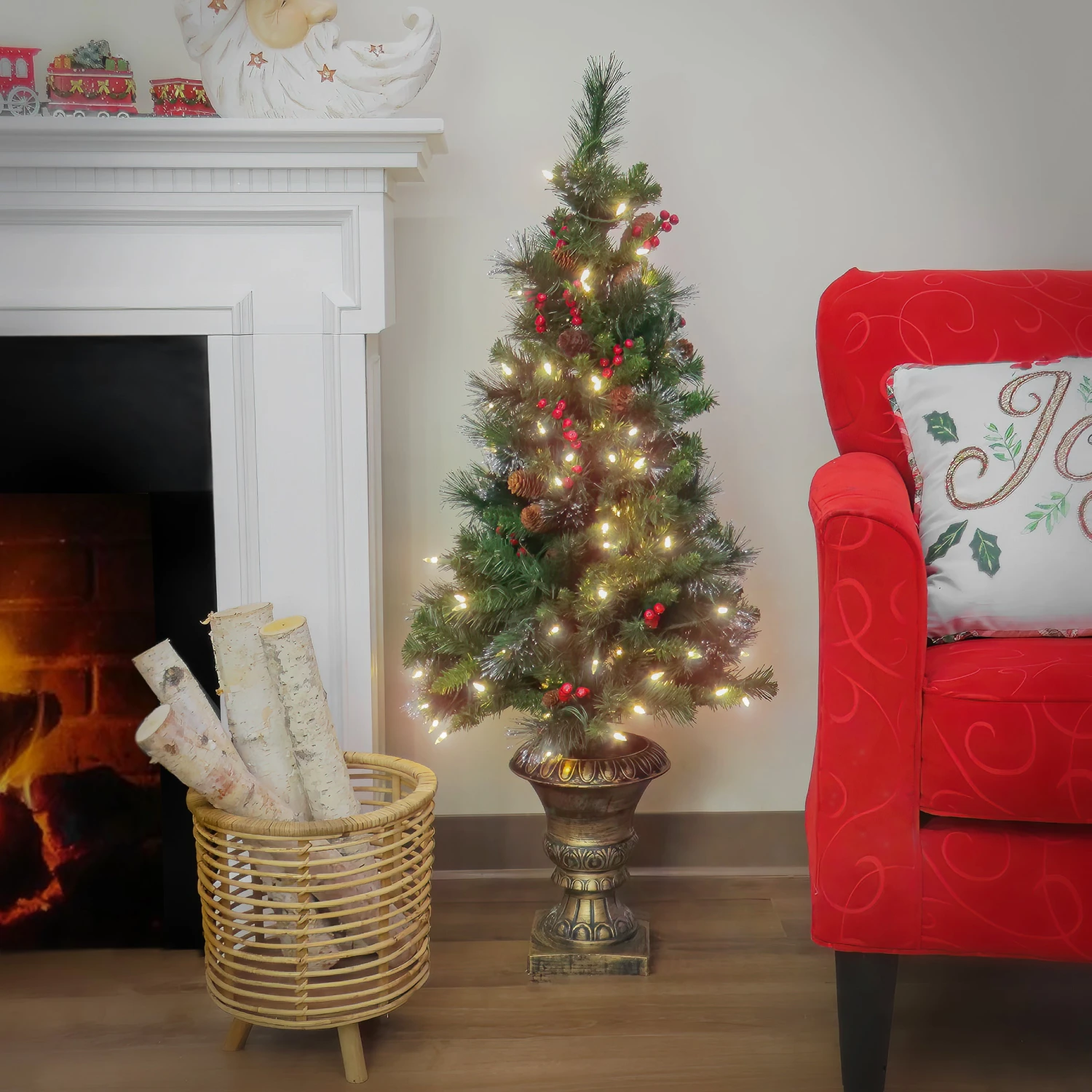 4 Ft. Pre-Lit Crestwood Spruce Tree With Warm White LED Lights 2 4 Ft. Pre-Lit Crestwood Spruce Tree With Warm White LED Lights - Image 2