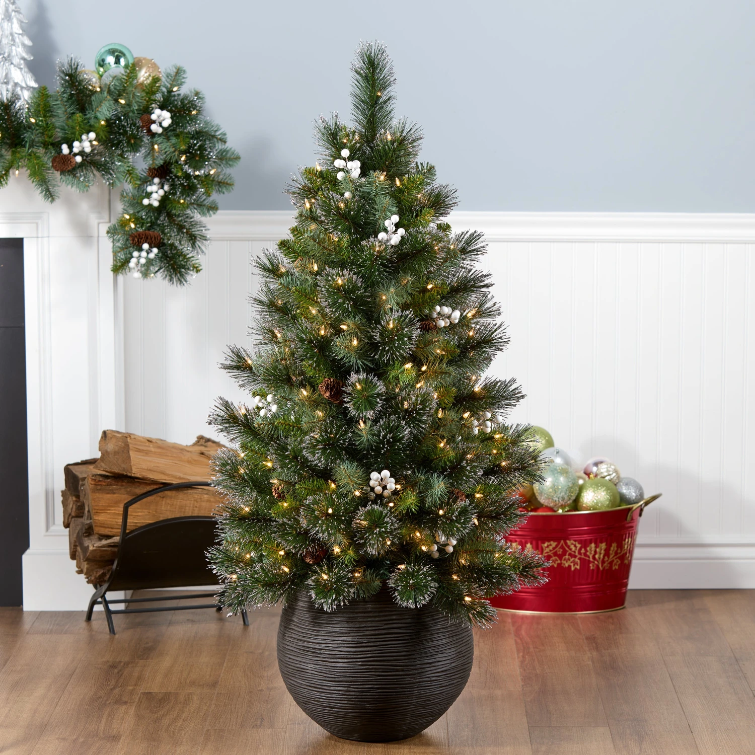 4ft. Glittery Crestwood Spruce Entrance Tree With Clear Lights 6 4ft. Glittery Crestwood Spruce Entrance Tree With Clear Lights - Image 6