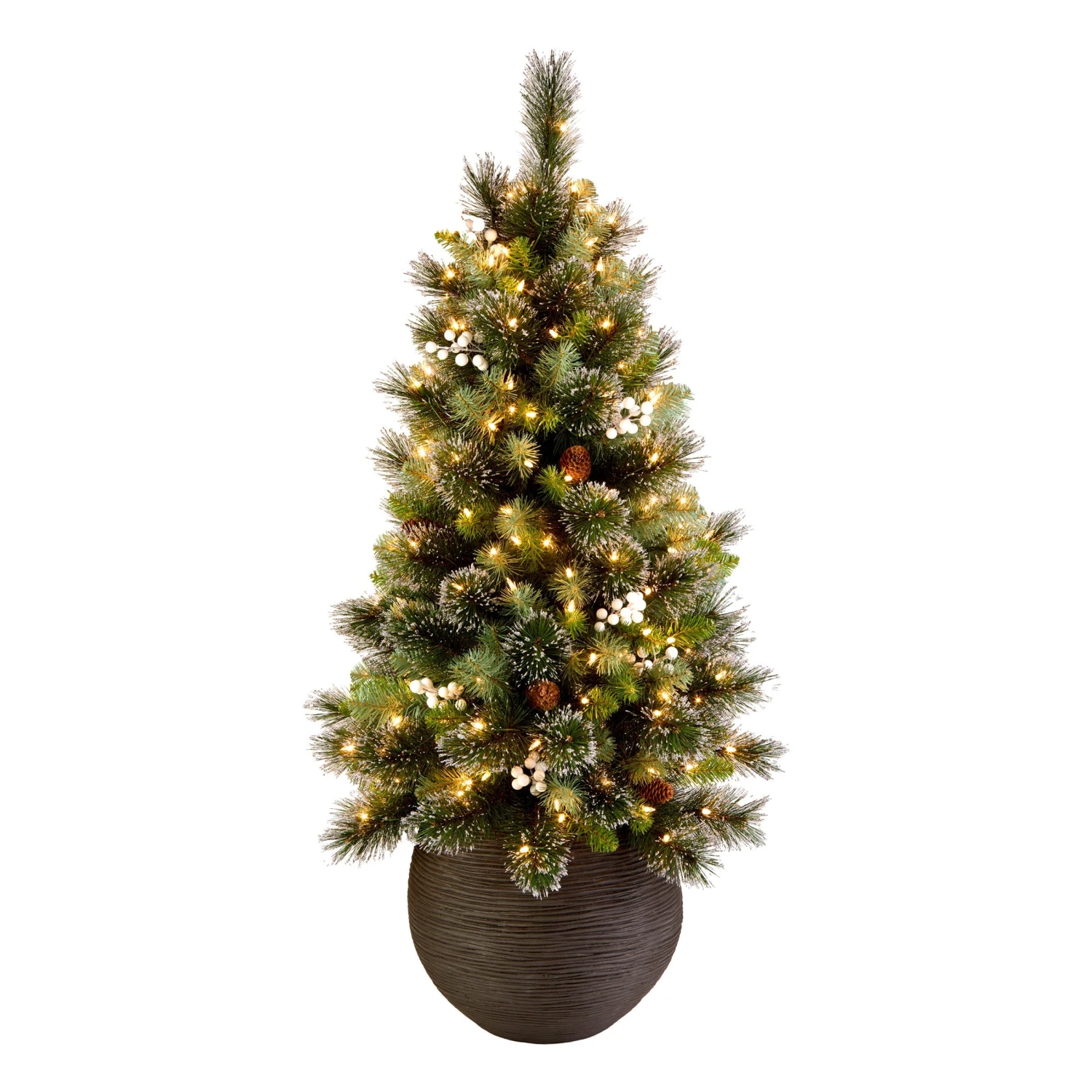 4ft. Glittery Crestwood Spruce Entrance Tree With Clear Lights 1 4ft. Glittery Crestwood Spruce Entrance Tree With Clear Lights