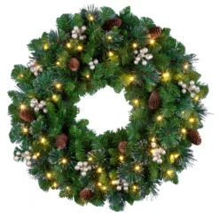 24 In. Crestwood Gold Spruce Wreath With Clear Lights 10 24 In. Crestwood Gold Spruce Wreath With Clear Lights -Christmas Trees Sales CWG7 306 24W B1