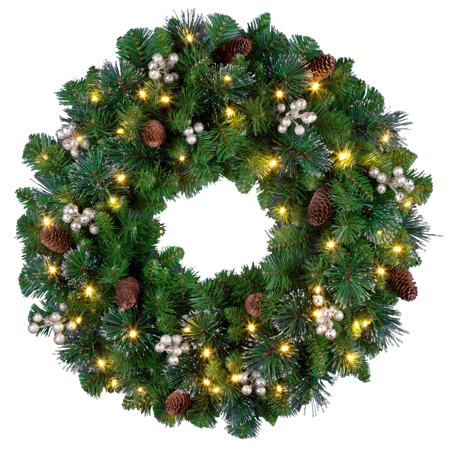 24 In. Crestwood Gold Spruce Wreath With Clear Lights 3 24 In. Crestwood Gold Spruce Wreath With Clear Lights - Image 3