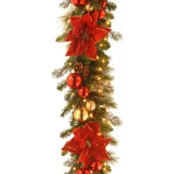 9 Ft. Pre-Lit Decorative Collection Holiday Garland With Clear Lights