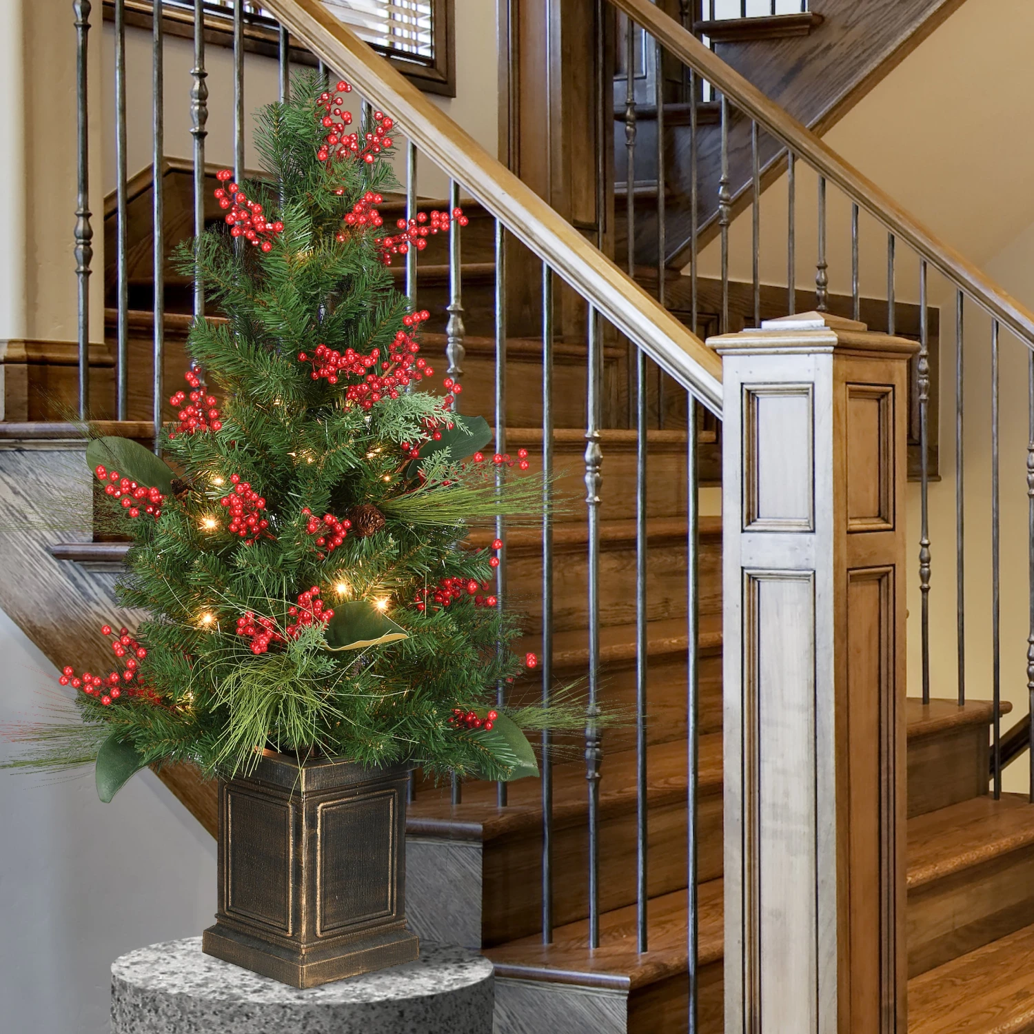 40 In. Pre-Lit Decorative Collection Magnolia Tree With Clear Lights 2 40 In. Pre-Lit Decorative Collection Magnolia Tree With Clear Lights - Image 2