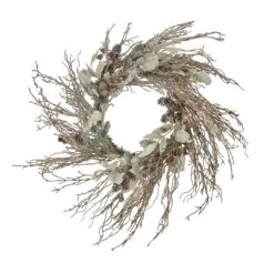 24 In. Pre-Lit Alpine Snow Lump Wreath With Pure White LED Rice Lights