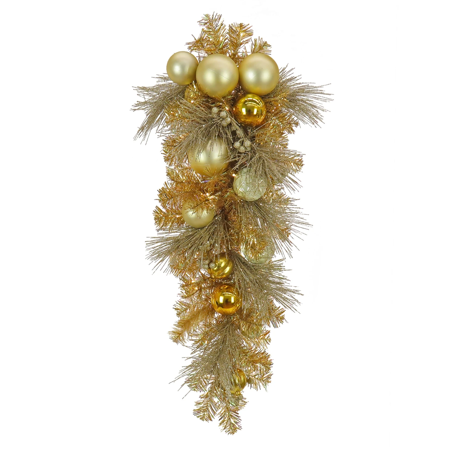 36 In. Pre-Lit Be Merry Decorated Gold Teardrop With Warm White LED Lights 1 36 In. Pre-Lit Be Merry Decorated Gold Teardrop With Warm White LED Lights