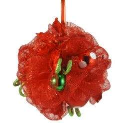 12 In. Decorative Collection Red Ribbon Kissing Ball