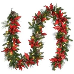 9 Ft. Pre-Lit Decorative Collection Garland With Clear Lights