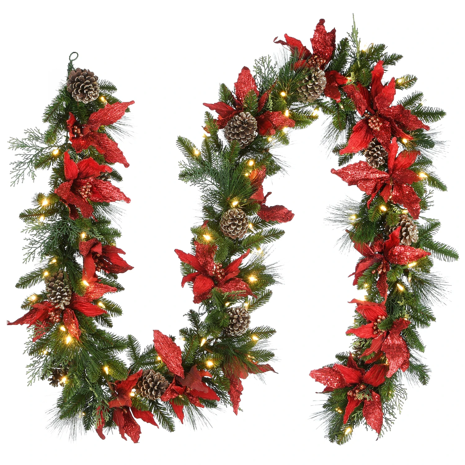 9 Ft. Pre-Lit Decorative Collection Garland With Clear Lights 1 9 Ft. Pre-Lit Decorative Collection Garland With Clear Lights