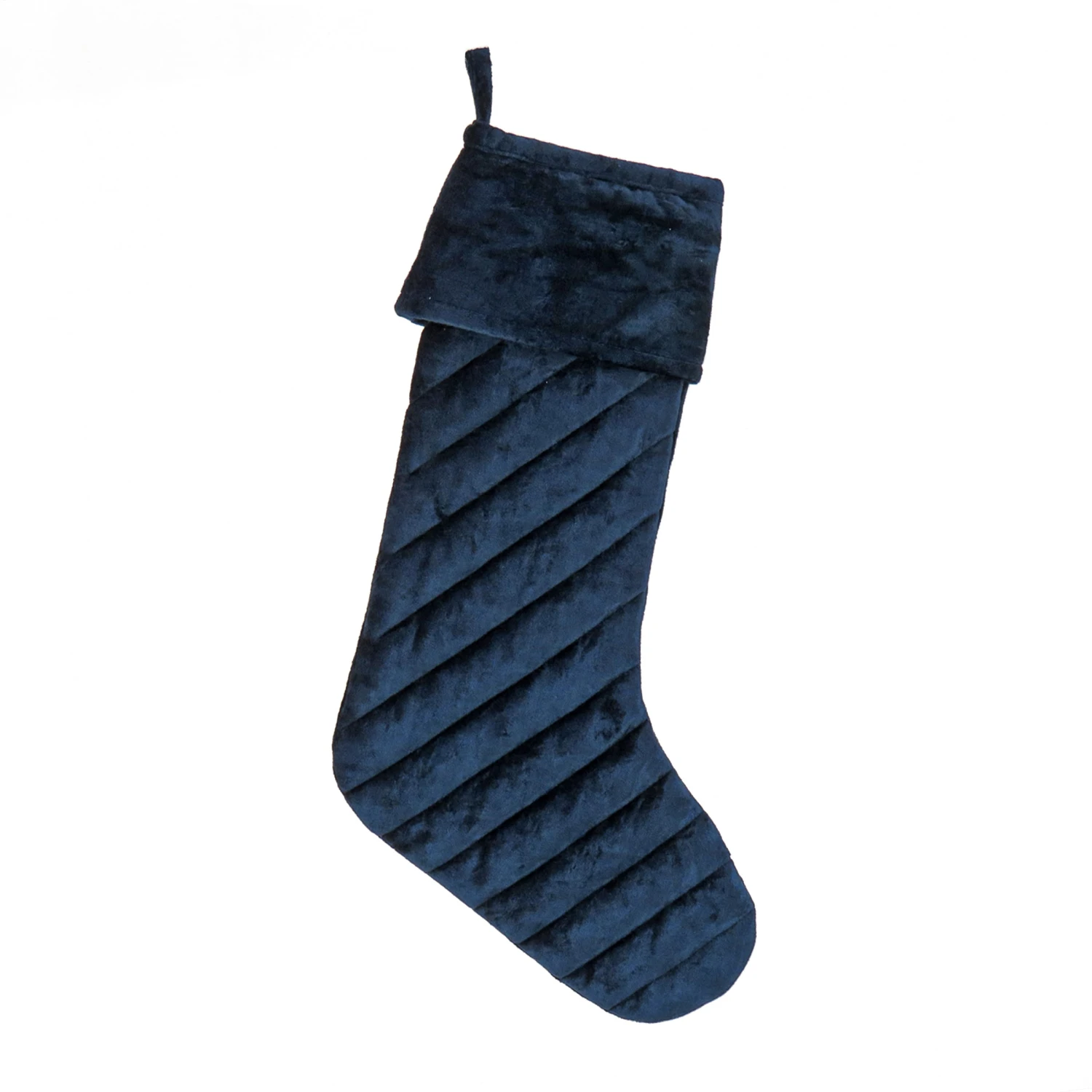 19 In. HGTV Home Collection Quilted Velvet Stocking, Blue 1 19 In. HGTV Home Collection Quilted Velvet Stocking, Blue