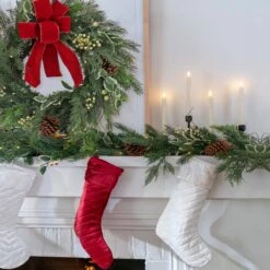 19 In. HGTV Home Collection Quilted Velvet Stocking, Blue 7 19 In. HGTV Home Collection Quilted Velvet Stocking, Blue -Christmas Trees Sales DD94 TDS1243BL 4