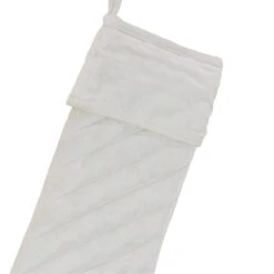 19 In. HGTV Home Collection Quilted Velvet Stocking, Ivory -Christmas Trees Sales DD94 TDS1243IV 3
