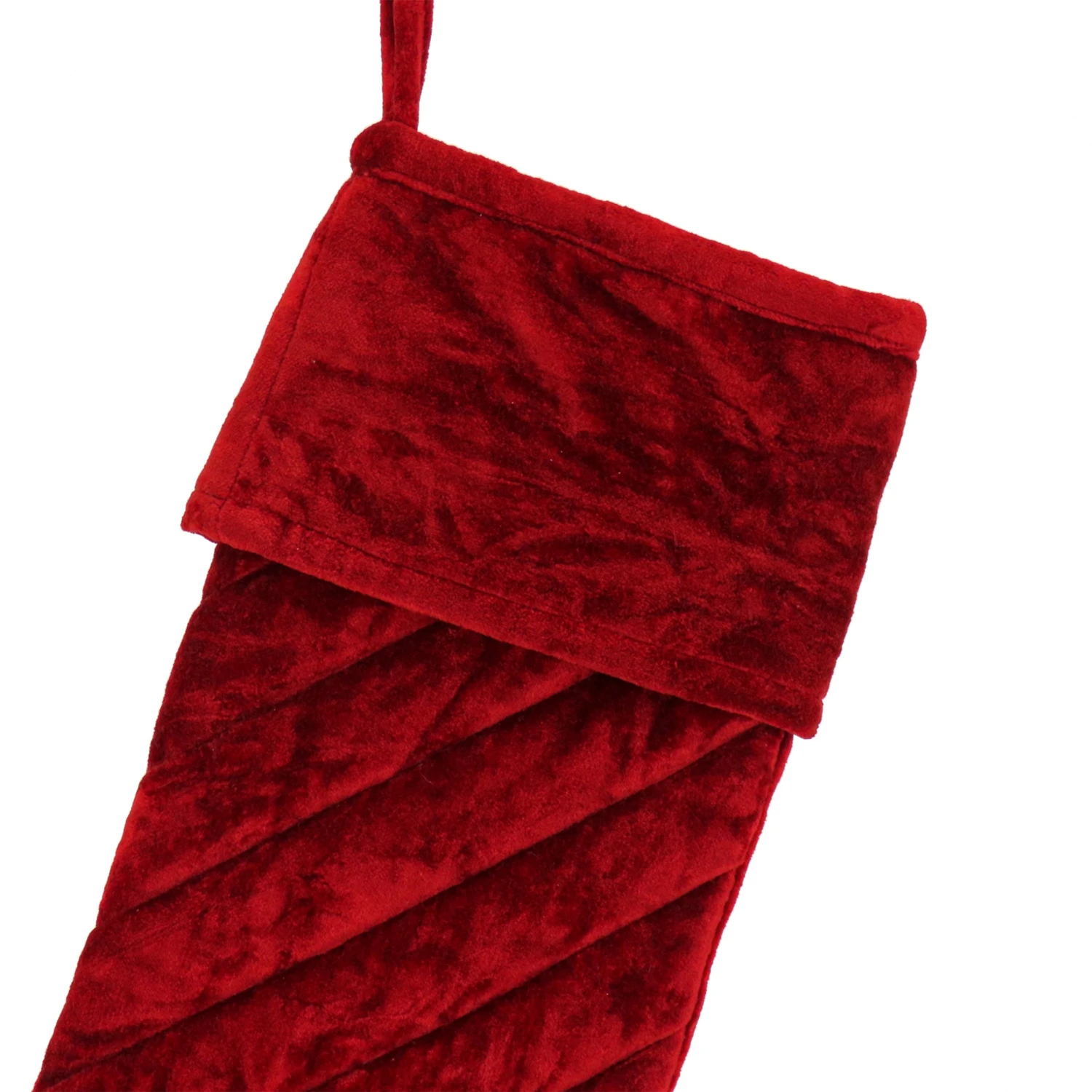 19 In. HGTV Home Collection Quilted Velvet Stocking, Red 3 19 In. HGTV Home Collection Quilted Velvet Stocking, Red - Image 3