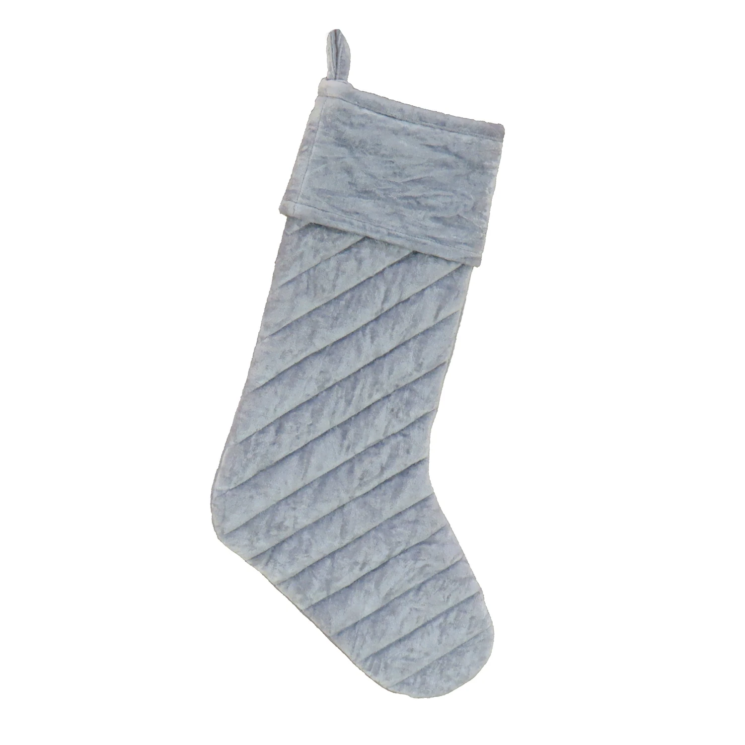 19 In. HGTV Home Collection Quilted Velvet Stocking, Silver 1 19 In. HGTV Home Collection Quilted Velvet Stocking, Silver