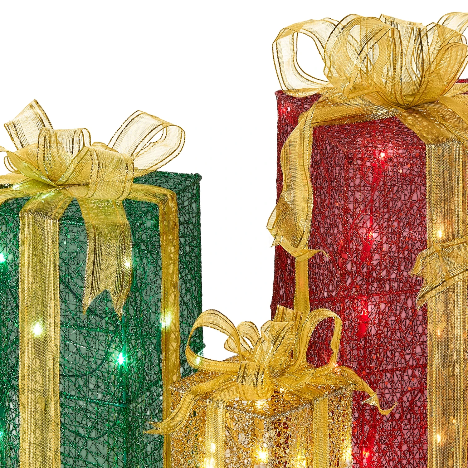 Pre-Lit Multicolor Gift Boxes, Set Of Three, White Lights 6 Pre-Lit Multicolor Gift Boxes, Set Of Three, White Lights - Image 6