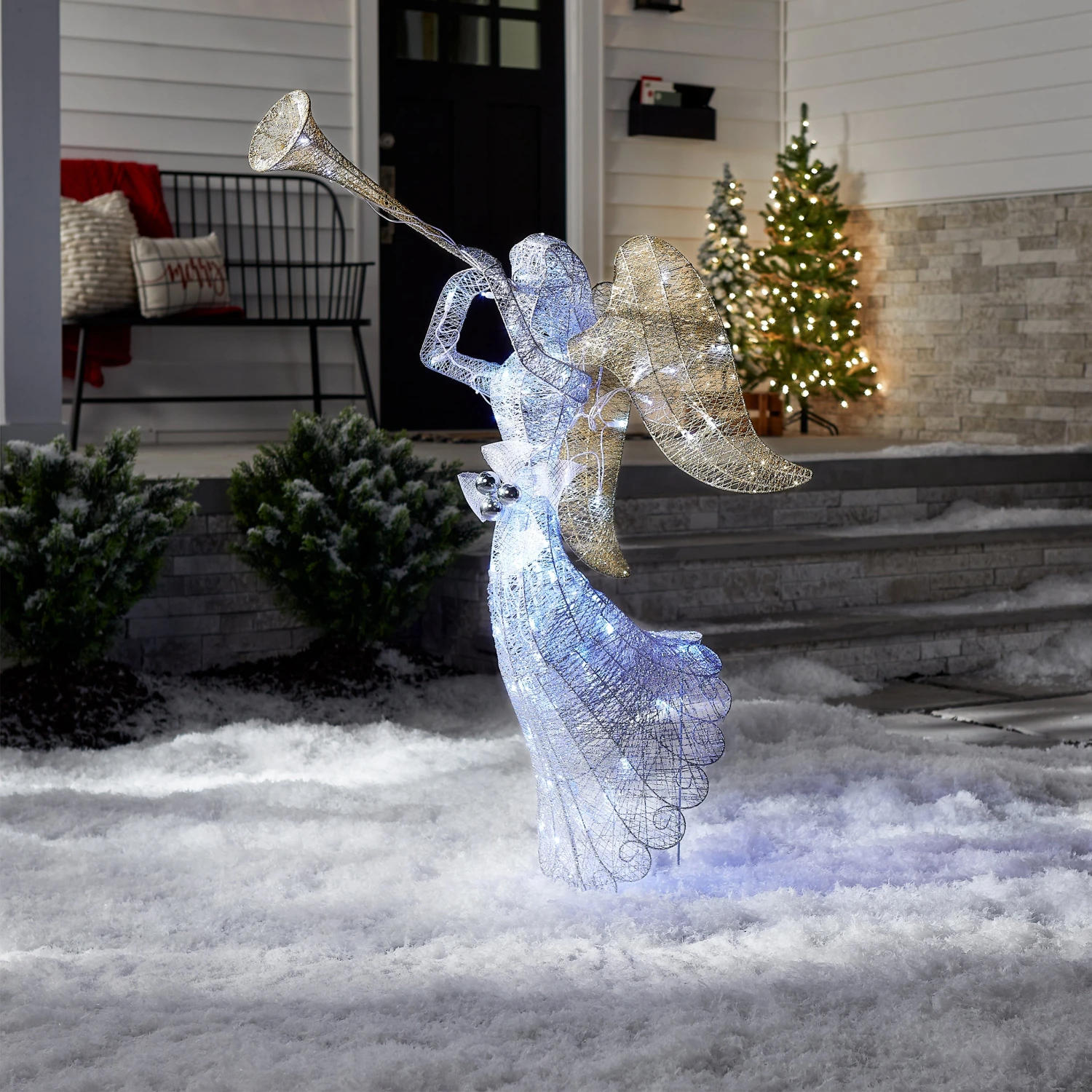 48 In. Silver Angel Decor With White LED Lights 2 48 In. Silver Angel Decor With White LED Lights - Image 2