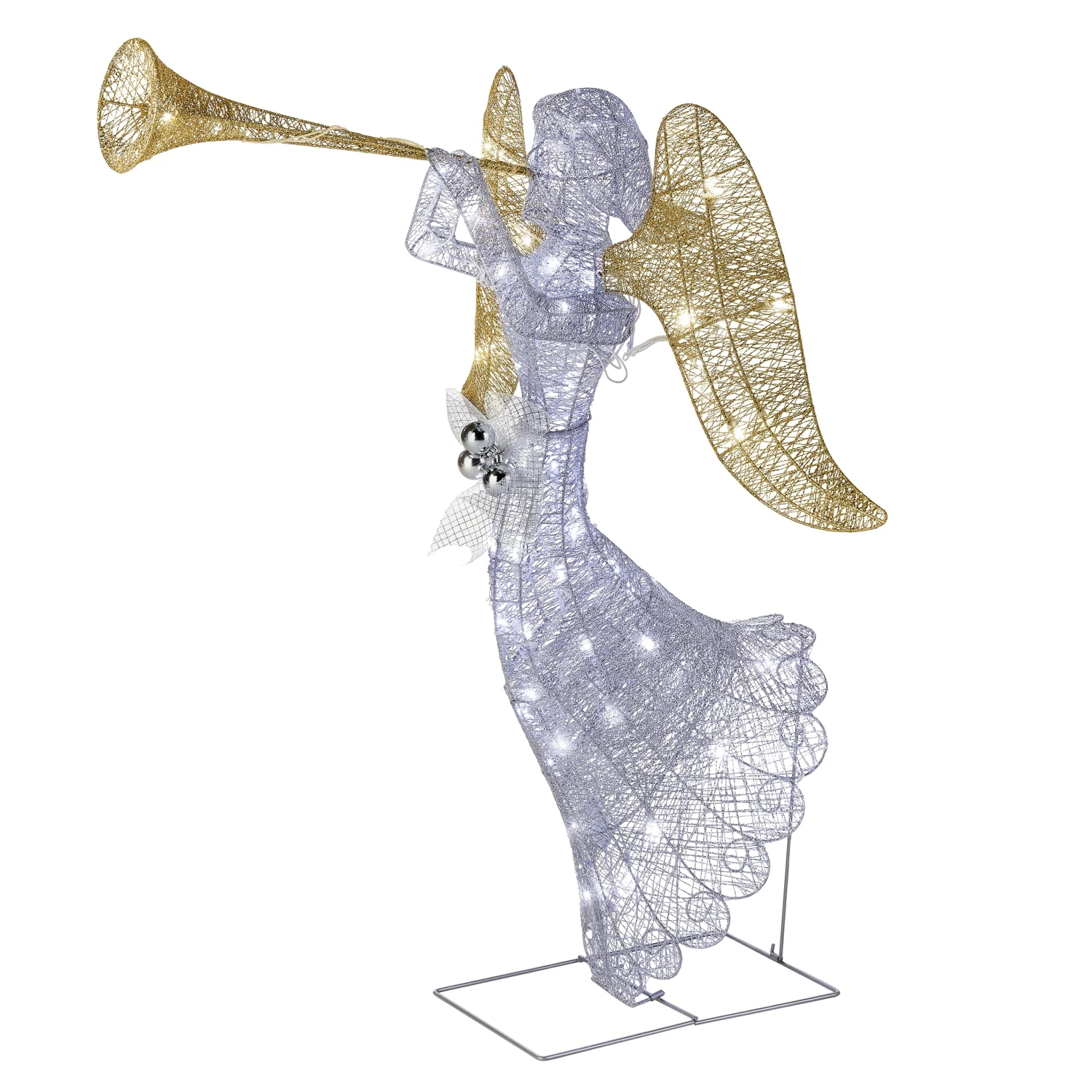 48 In. Silver Angel Decor With White LED Lights 1 48 In. Silver Angel Decor With White LED Lights