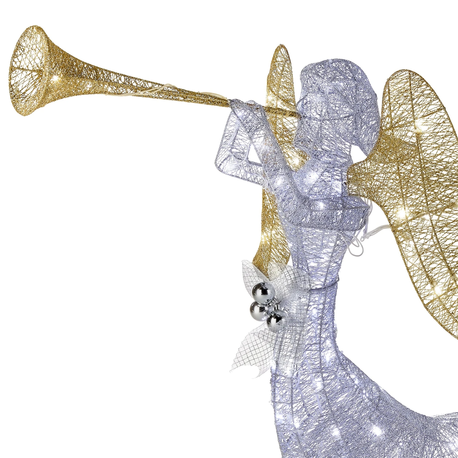 48 In. Silver Angel Decor With White LED Lights 3 48 In. Silver Angel Decor With White LED Lights - Image 3