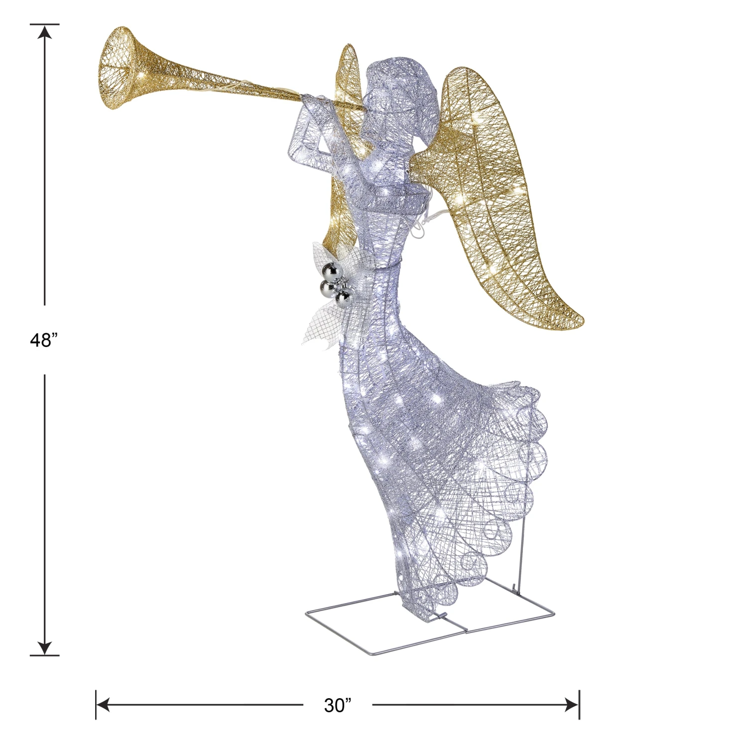 48 In. Silver Angel Decor With White LED Lights 4 48 In. Silver Angel Decor With White LED Lights - Image 4