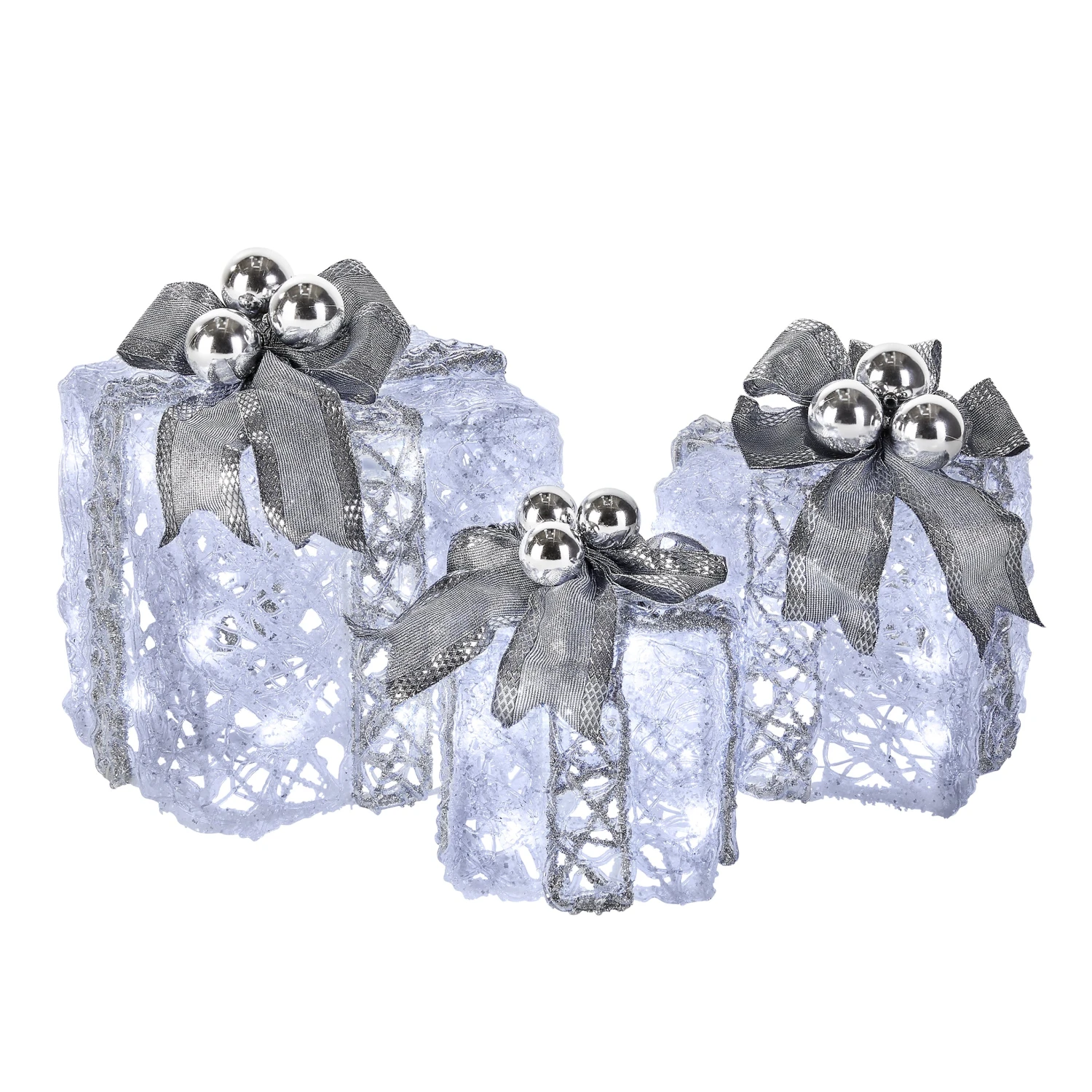 Pre-Lit Decorated White Gift Box Assortment 1 Pre-Lit Decorated White Gift Box Assortment