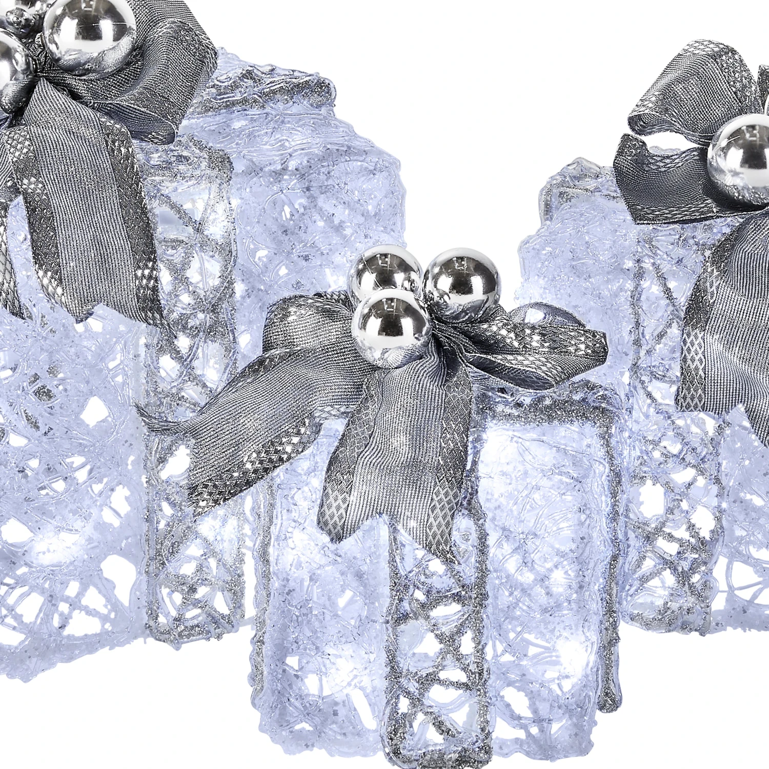 Pre-Lit Decorated White Gift Box Assortment 6 Pre-Lit Decorated White Gift Box Assortment - Image 6