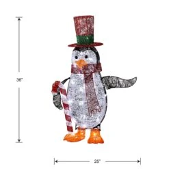 36 In. Pre Lit Penguin With Red Top Hat And Candy Cane Decor 7 36 In. Pre Lit Penguin With Red Top Hat And Candy Cane Decor -Christmas Trees Sales DF 100020U Silo Dim