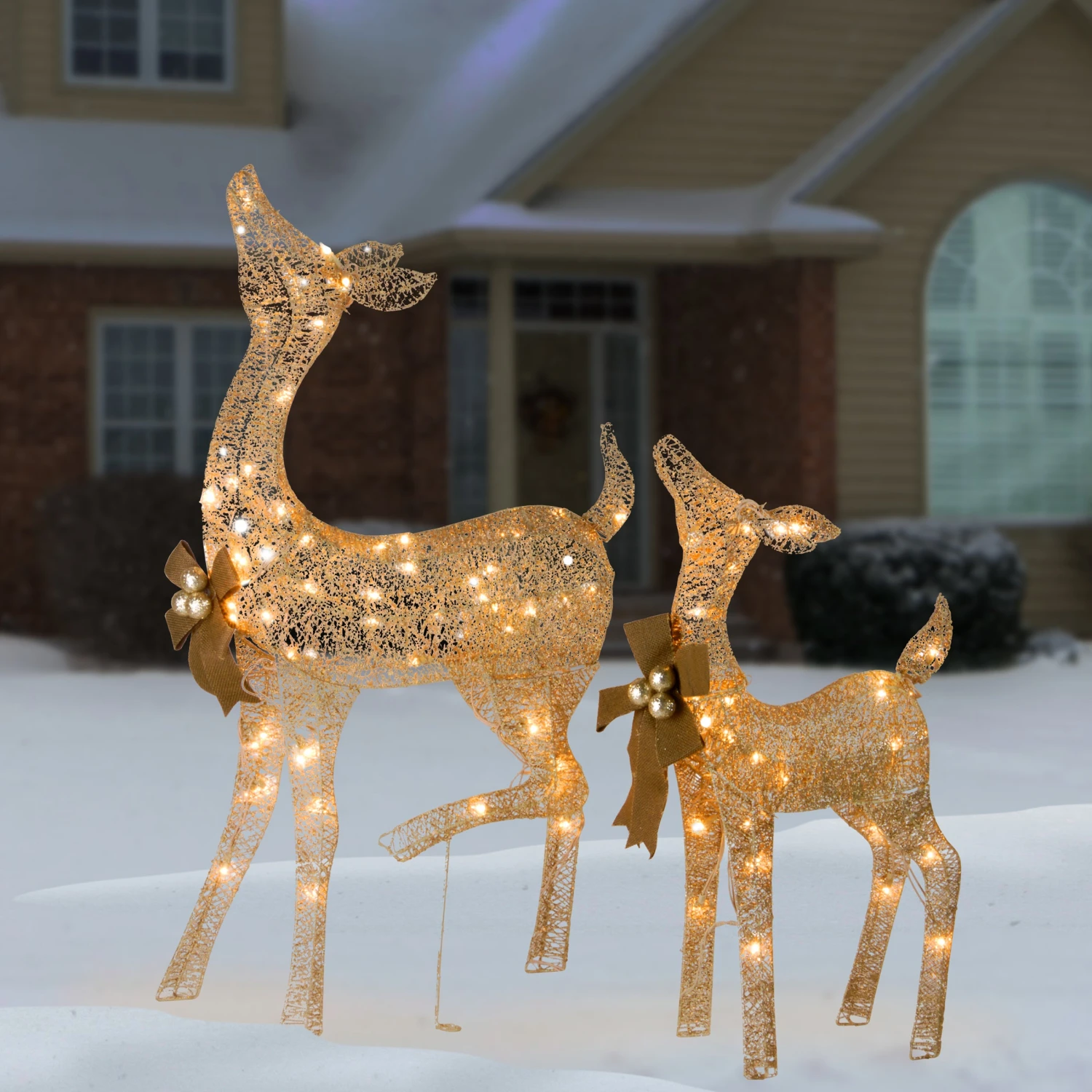 38 In. And 28 In. Pre-Lit Fawn With Doe Decoration 2 38 In. And 28 In. Pre-Lit Fawn With Doe Decoration - Image 2