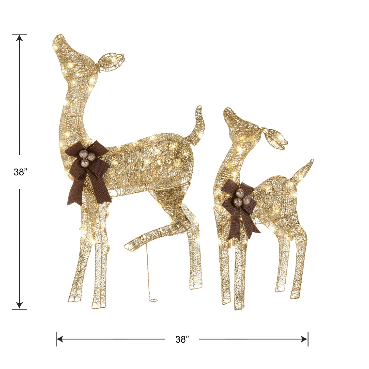 38 In. And 28 In. Pre-Lit Fawn With Doe Decoration 5 38 In. And 28 In. Pre-Lit Fawn With Doe Decoration - Image 5