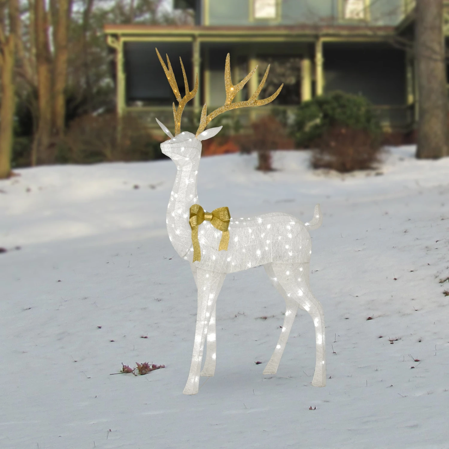 86 In. Pre-lit Crystal White Standing Buck 2 86 In. Pre-lit Crystal White Standing Buck - Image 2
