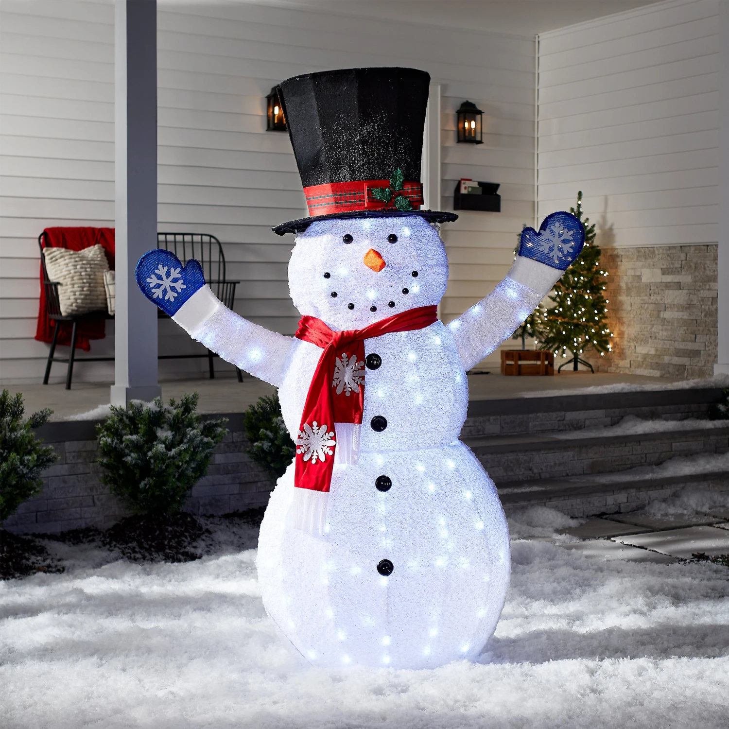 72 In. Snowman Decoration With White LED Lights 2 72 In. Snowman Decoration With White LED Lights - Image 2