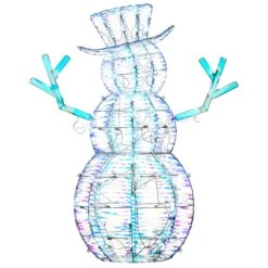 48 In. Pre Lit Iridescent Snowman Decoration, Cool White LED Lights