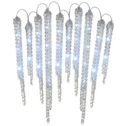 16 In. Ice Crystals Icicles With Micro LED Lights, Set Of 10