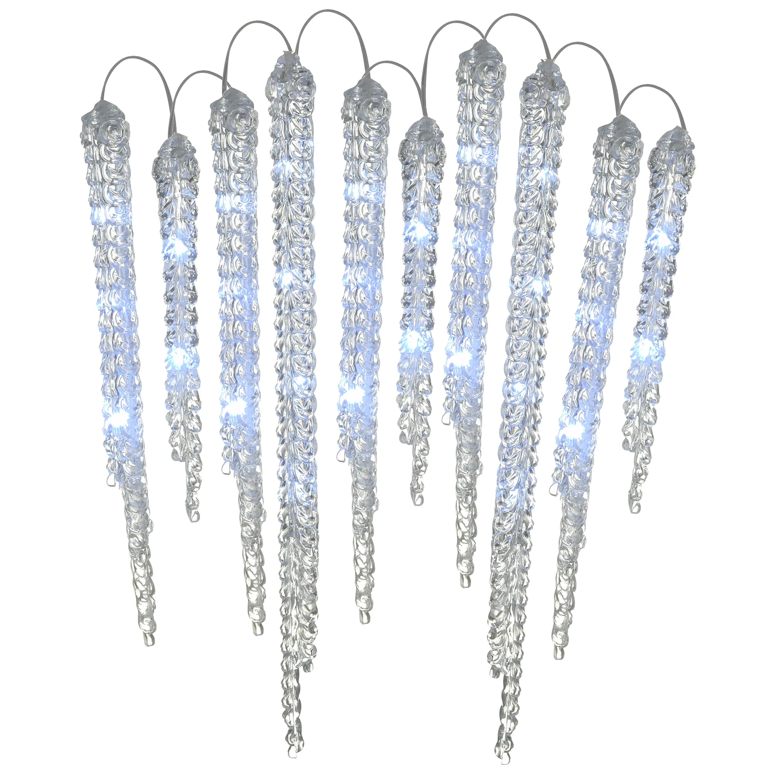 16 In. Ice Crystals Icicles With Micro LED Lights, Set Of 10 1 16 In. Ice Crystals Icicles With Micro LED Lights, Set Of 10