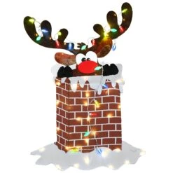 47 In. Pre-Lit Reindeer Stuck In Chimney Decoration