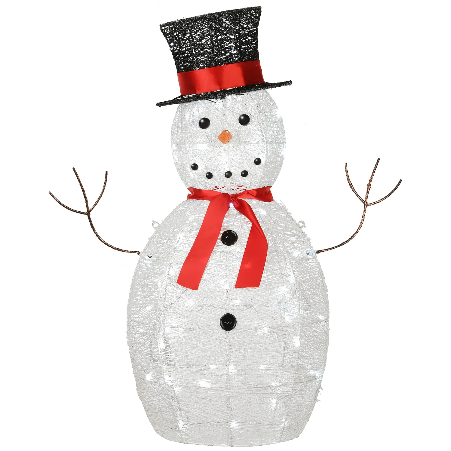 36 In. Pre Lit Sisal Snowman Decoration With Cool White LED Lights 1 36 In. Pre Lit Sisal Snowman Decoration With Cool White LED Lights