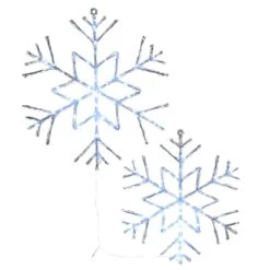 24 In. Pre Lit Six Point Star Snowflake Decoration With Cool White LED Lights