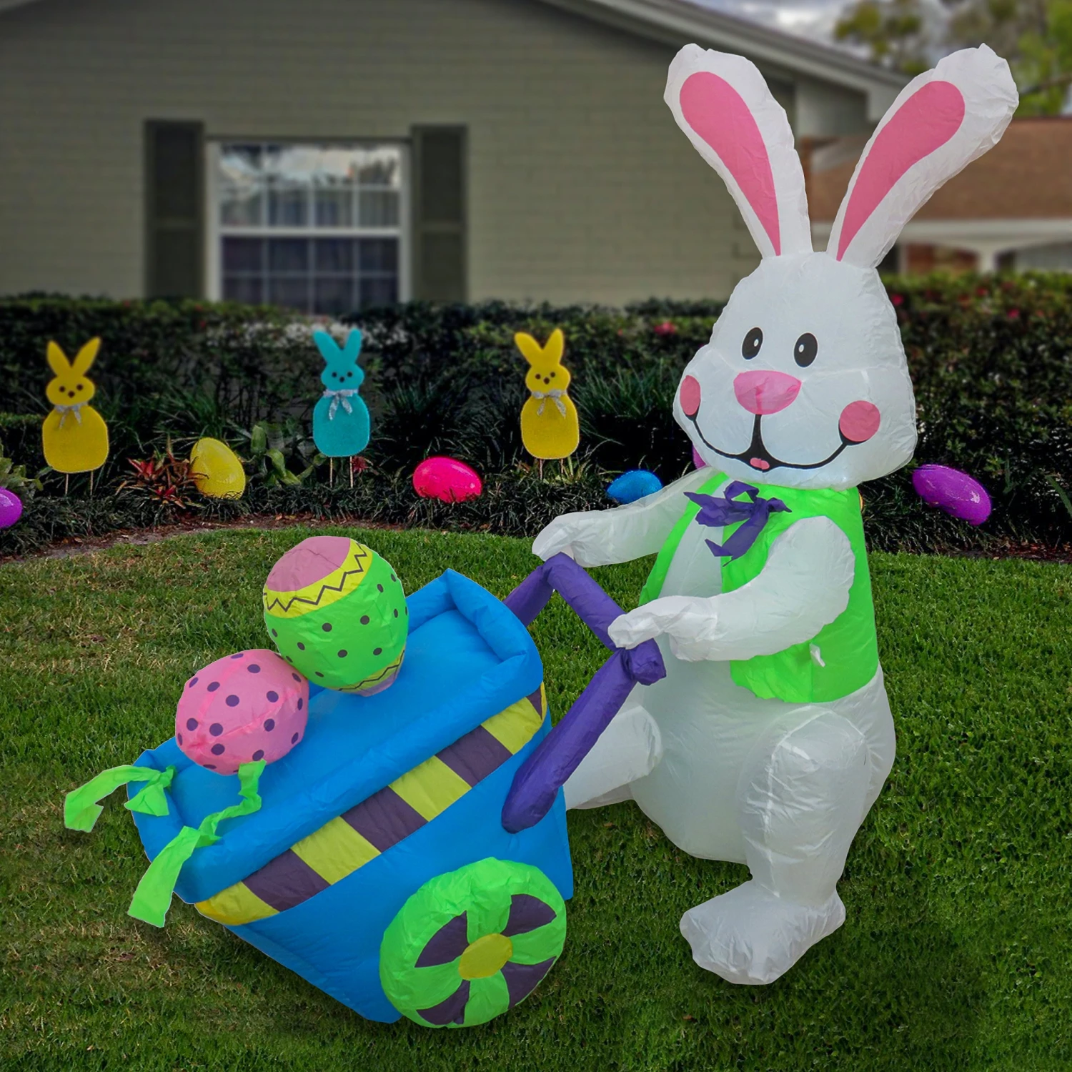 4 Ft. Inflatable Easter Bunny With Wheelbarrow Decoration 2 4 Ft. Inflatable Easter Bunny With Wheelbarrow Decoration - Image 2