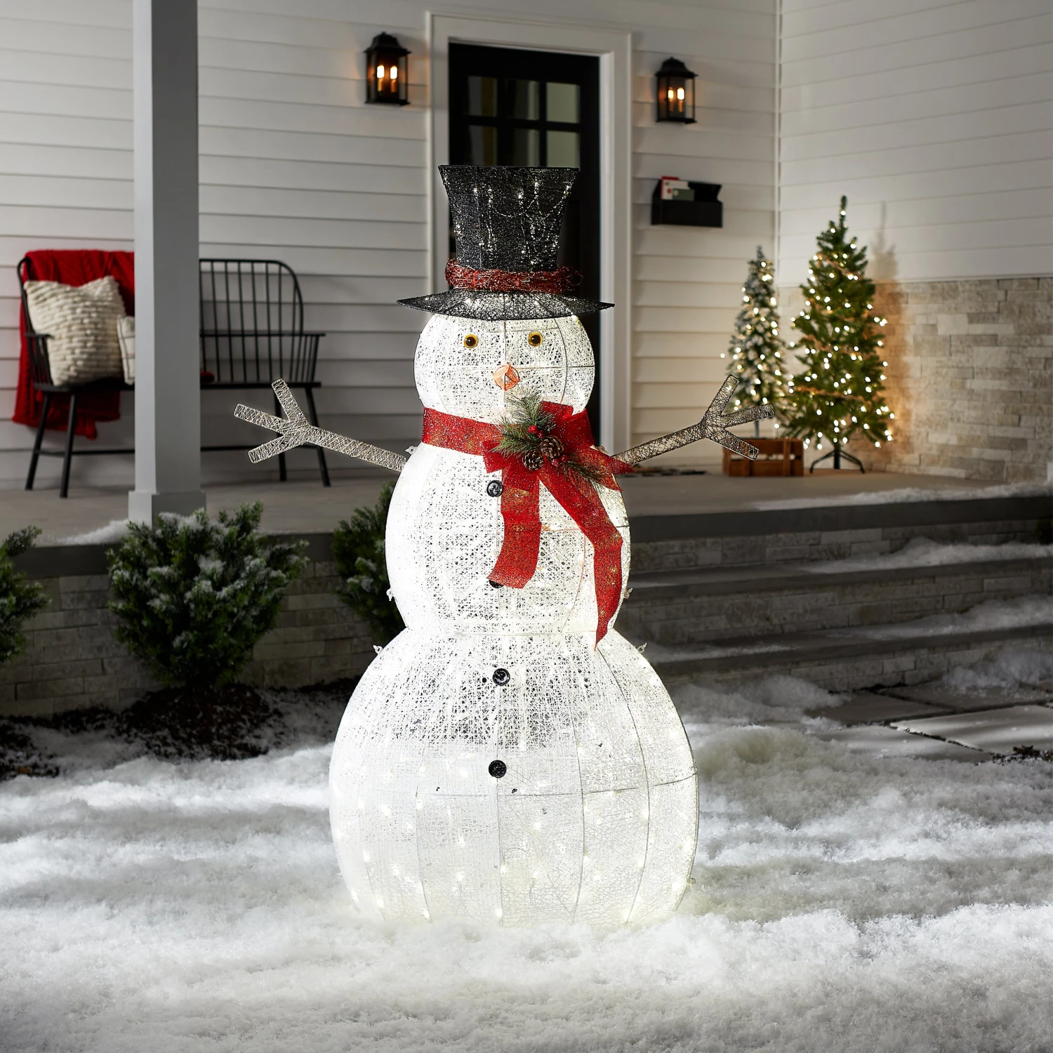 60 In. Snowman Decoration With Warm White LED Lights 2 60 In. Snowman Decoration With Warm White LED Lights - Image 2