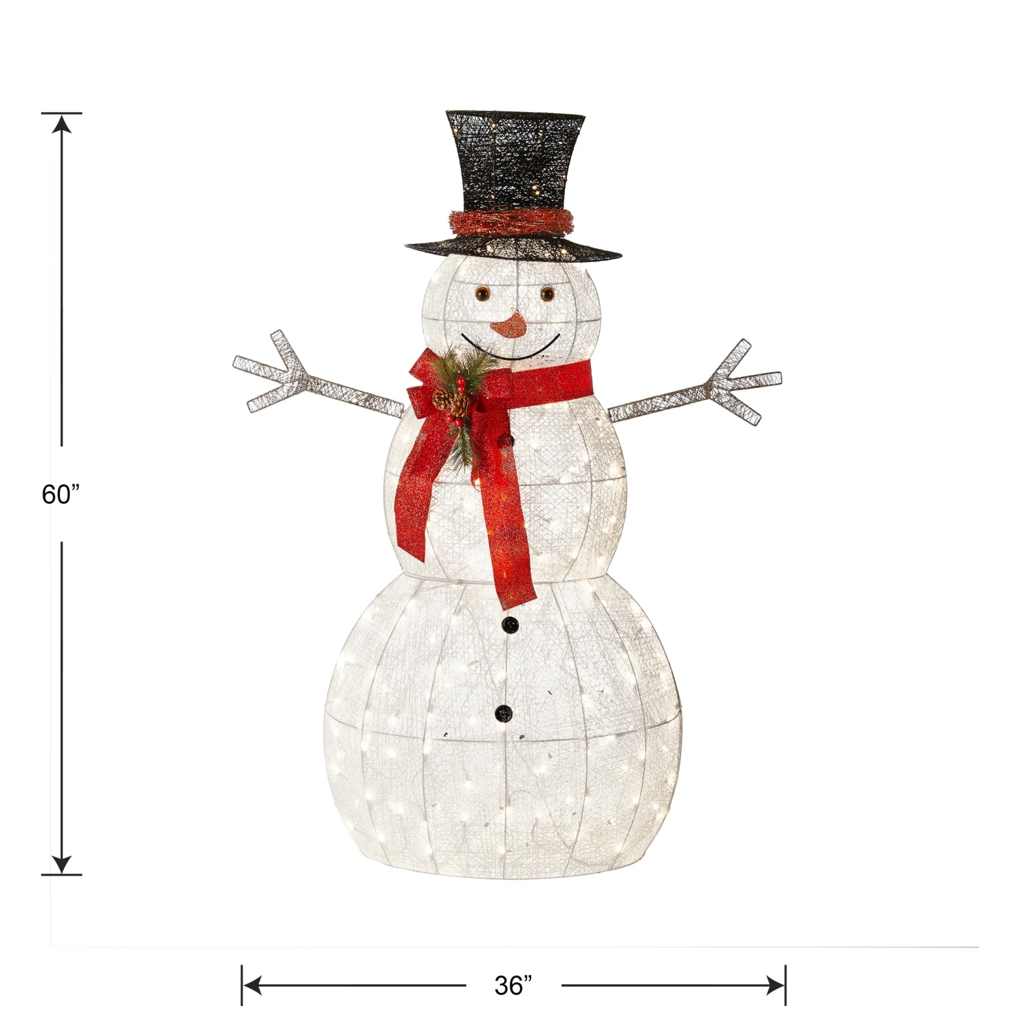 60 In. Snowman Decoration With Warm White LED Lights 4 60 In. Snowman Decoration With Warm White LED Lights - Image 4