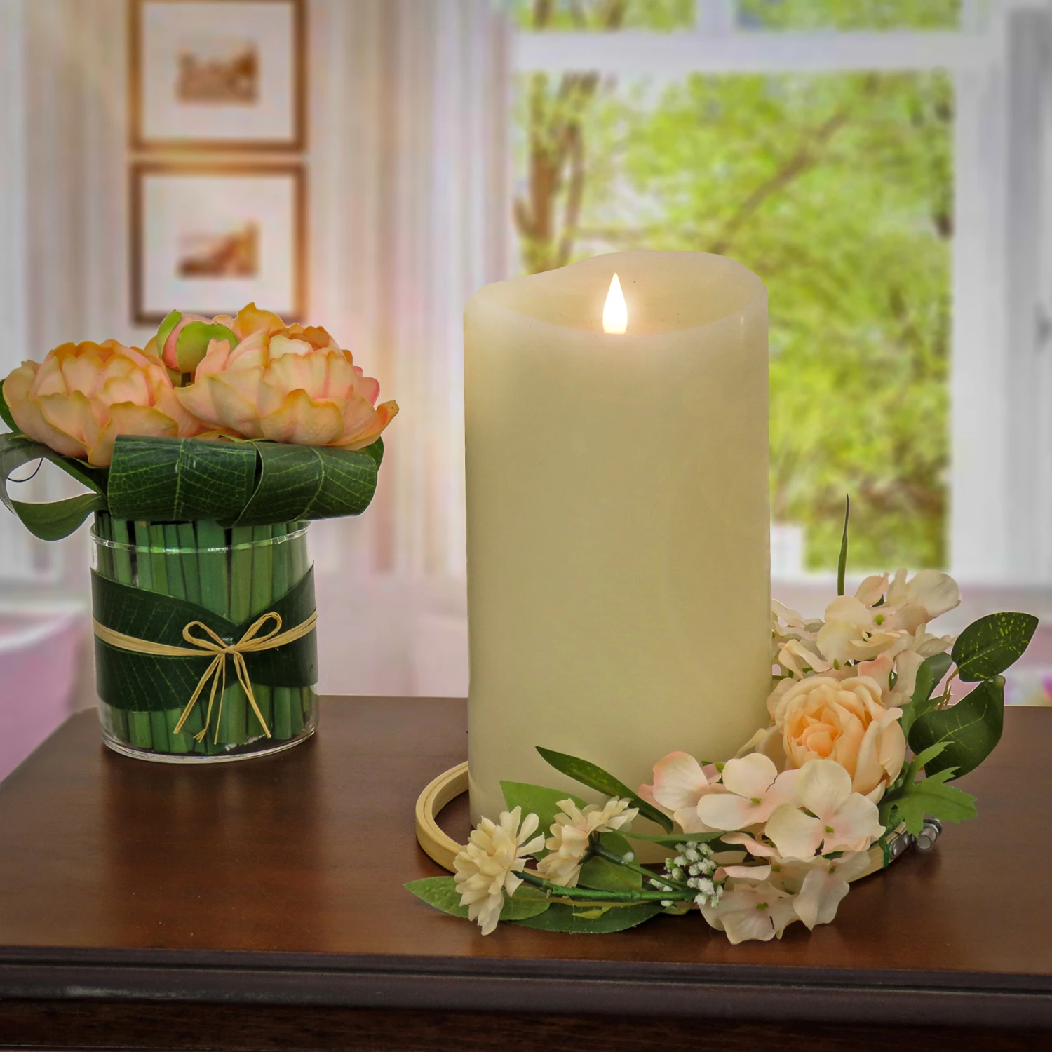 12 In. Spring Table Wreath With Hydrangea And Victorian Rose 2 12 In. Spring Table Wreath With Hydrangea And Victorian Rose - Image 2