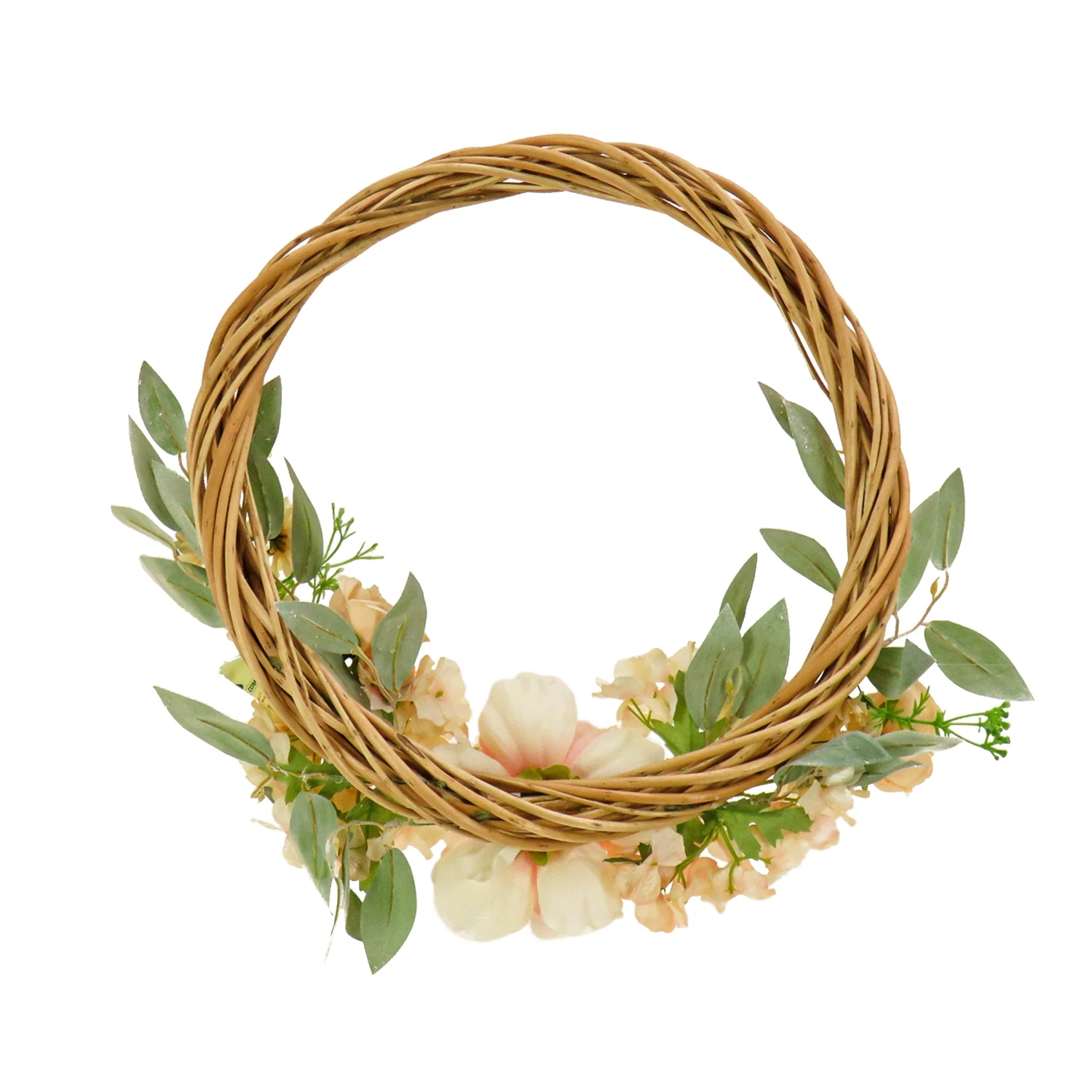 19 In. Spring Hoop Wreath With Wild Rose And Peony Flowers 4 19 In. Spring Hoop Wreath With Wild Rose And Peony Flowers - Image 4