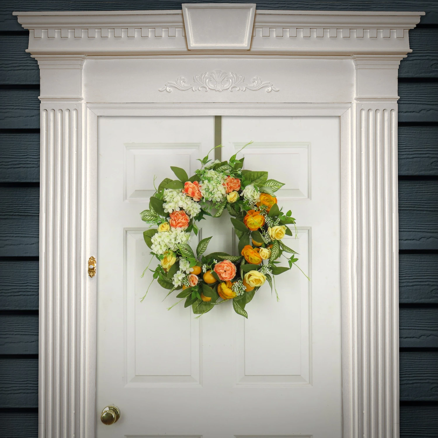 24 In.Spring Wreath With Lemons, Hydrangeas, And Buttercups 2 24 In.Spring Wreath With Lemons, Hydrangeas, And Buttercups - Image 2