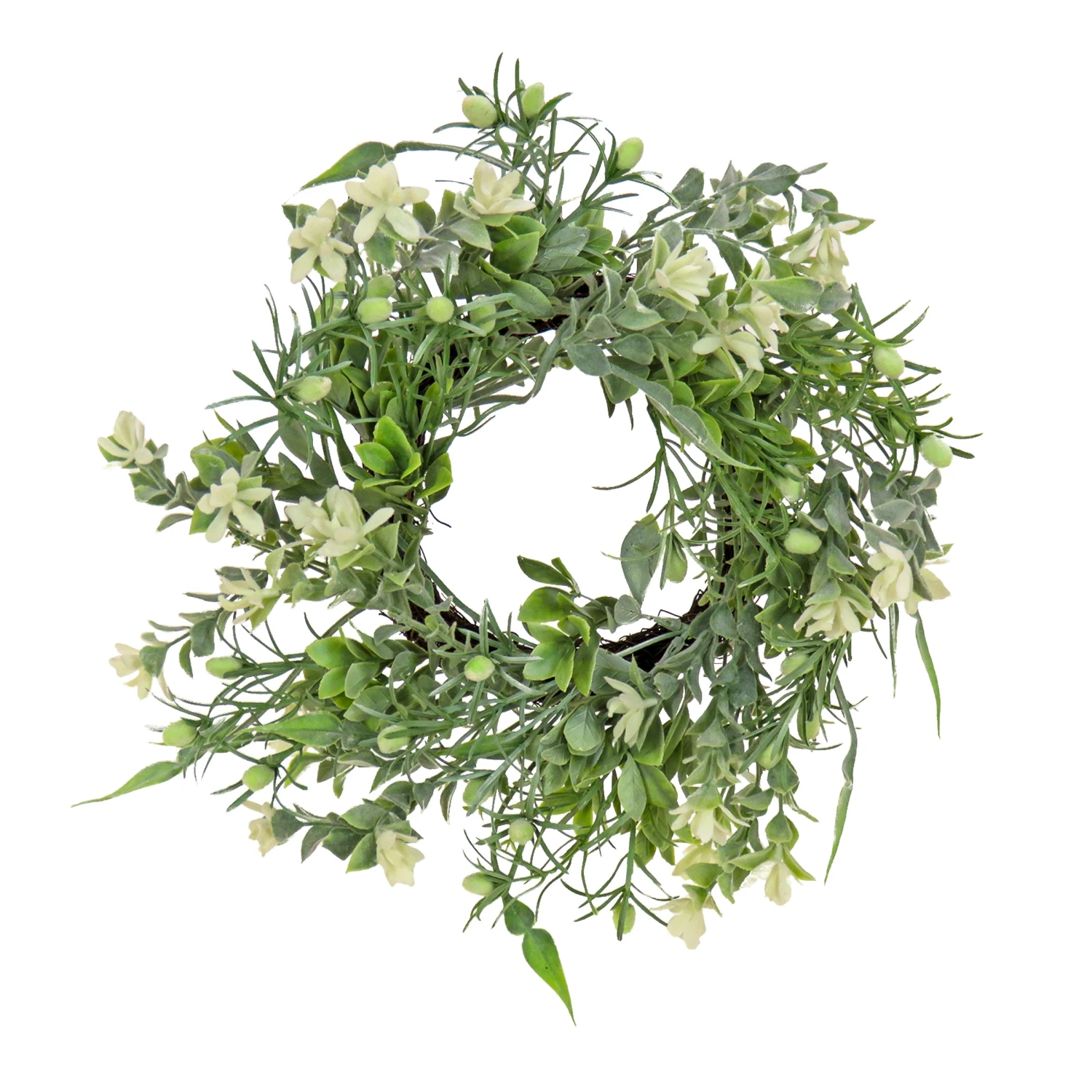 14 In.Spring Table Wreath With Mixed Foliage And Blossom 1 14 In.Spring Table Wreath With Mixed Foliage And Blossom