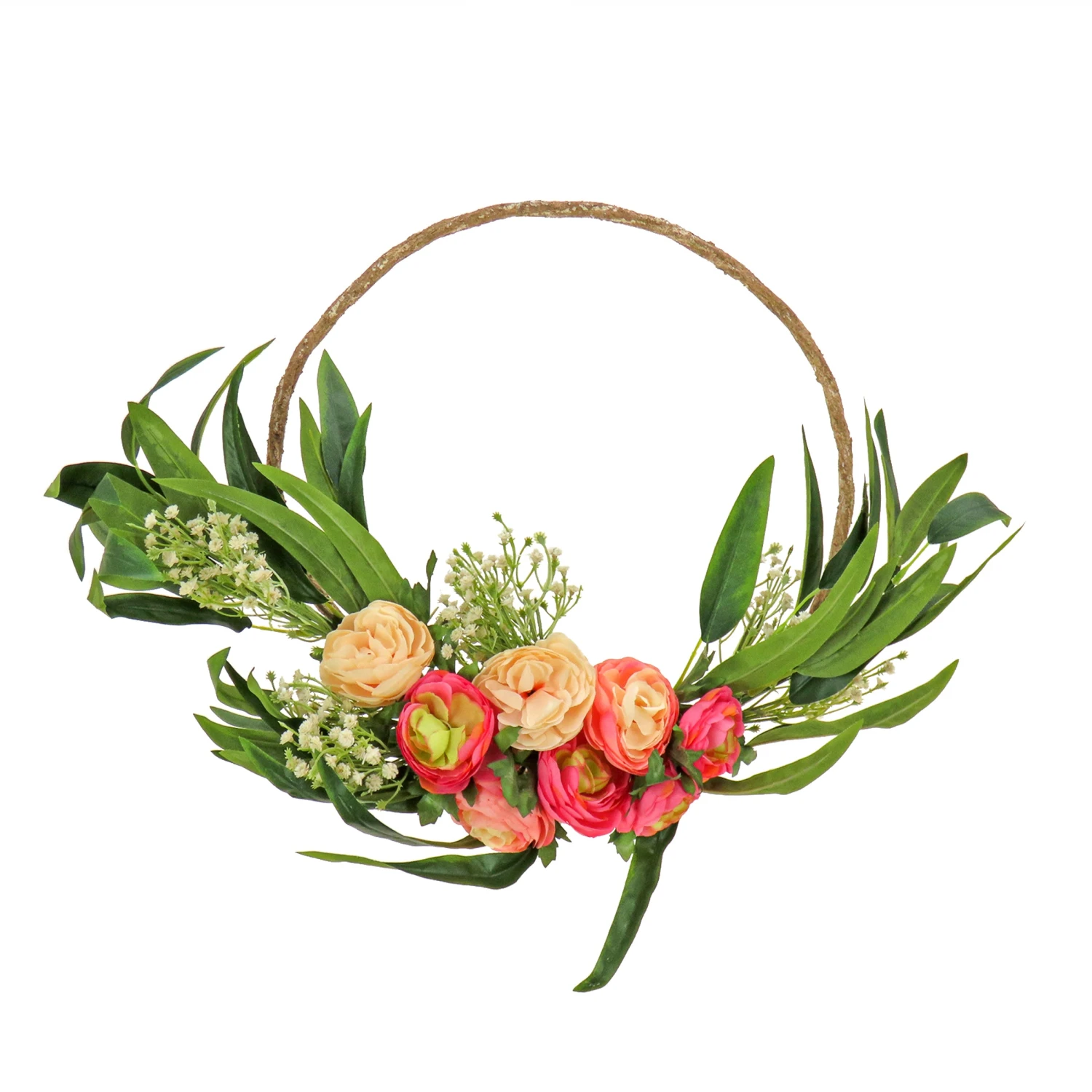 16 In. Spring Hoop Wreath With Eucalyptus And Buttercups 1 16 In. Spring Hoop Wreath With Eucalyptus And Buttercups