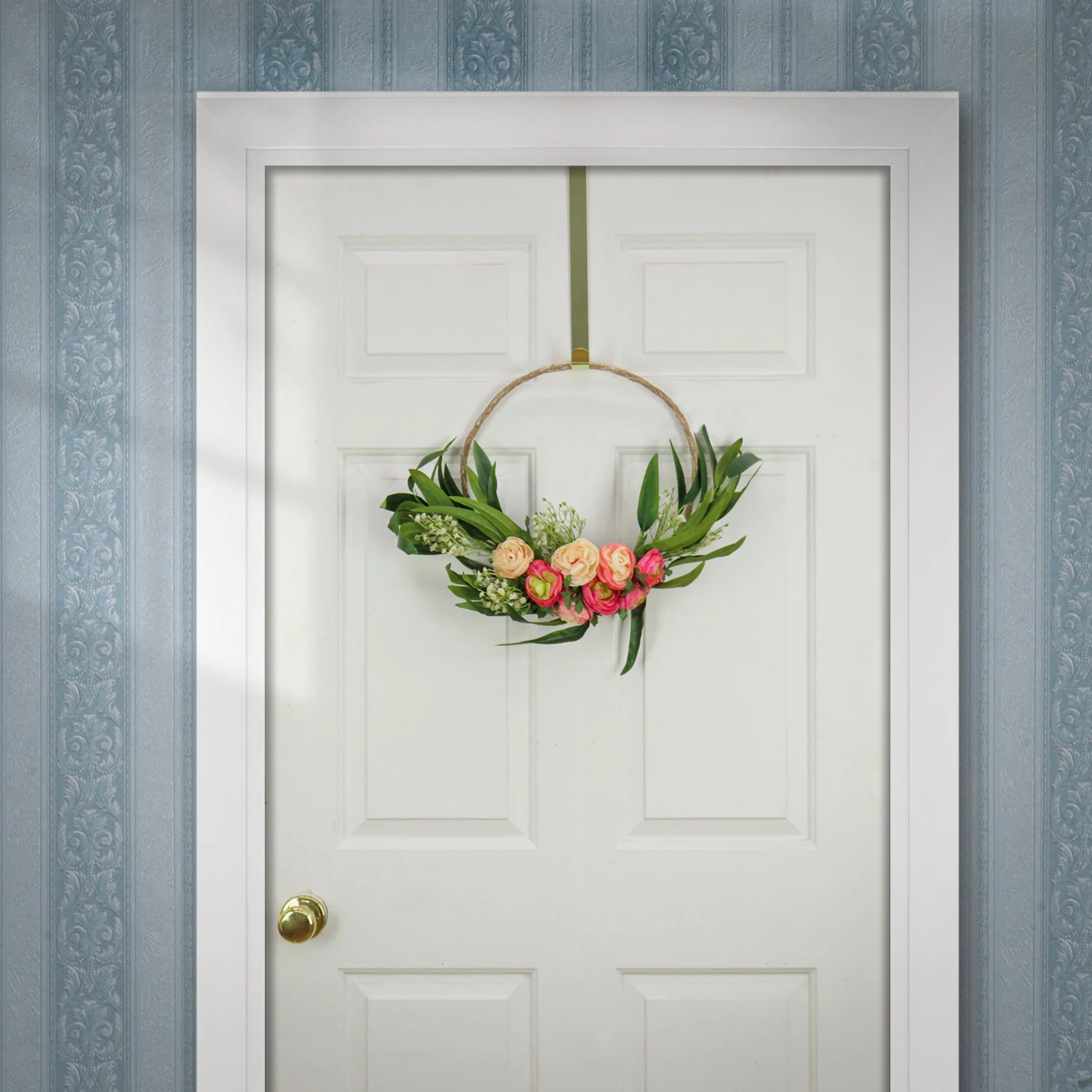 16 In. Spring Hoop Wreath With Eucalyptus And Buttercups 2 16 In. Spring Hoop Wreath With Eucalyptus And Buttercups - Image 2