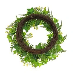 24 In. Spring Wreath With Ivy, Fern Leaves, Seed Pods, And Flowing Green Stems 7 24 In. Spring Wreath With Ivy, Fern Leaves, Seed Pods, And Flowing Green Stems -Christmas Trees Sales DL87 45F22176 1 4