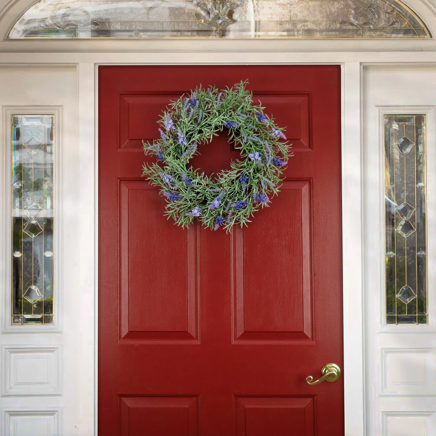 19 In. Spring Wreath With Lavender And Rosemary 2 19 In. Spring Wreath With Lavender And Rosemary - Image 2